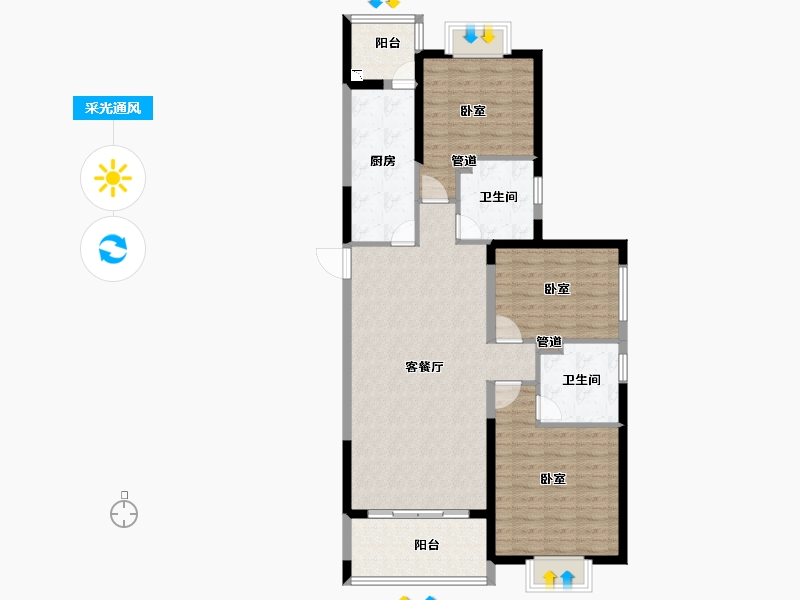 安徽省-淮南市-淮南恒大御府-103.38-户型库-采光通风