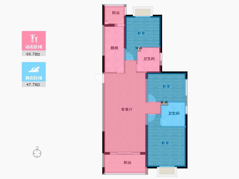 安徽省-淮南市-淮南恒大御府-103.38-户型库-动静分区