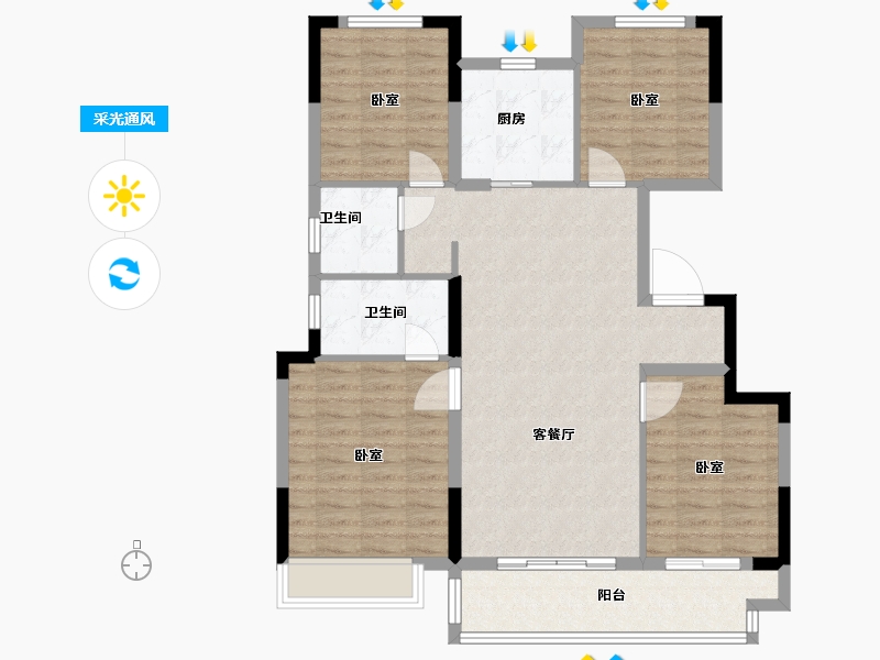 浙江省-绍兴市-中梁隐山府-101.00-户型库-采光通风