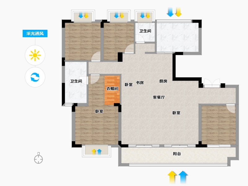 安徽省-淮南市-安粮淮安府-131.00-户型库-采光通风