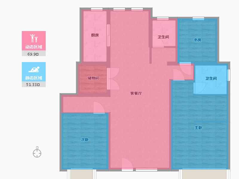 山东省-青岛市-嶺海香澜郡瑜院-109.00-户型库-动静分区