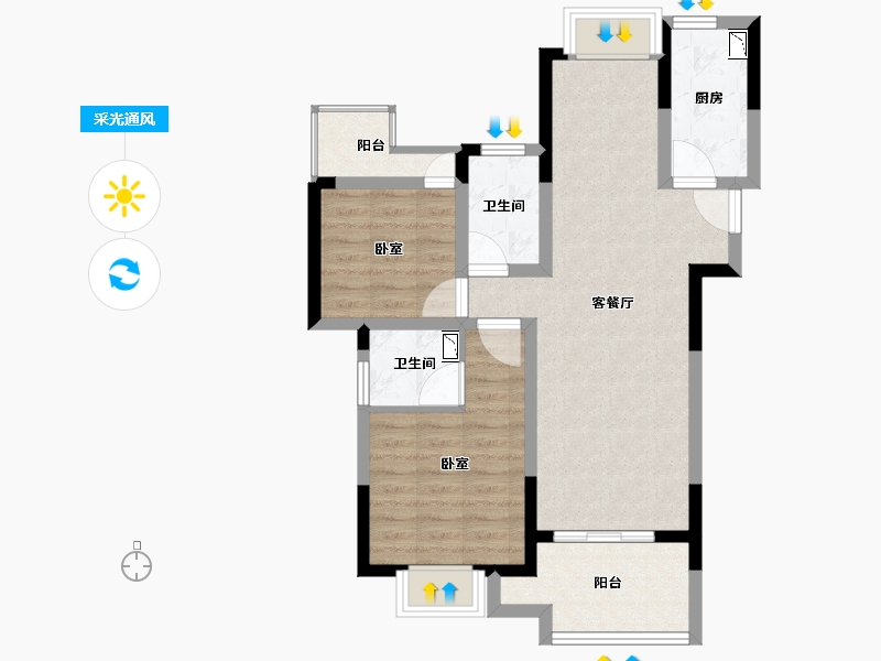 浙江省-嘉兴市-江南御苑-71.01-户型库-采光通风