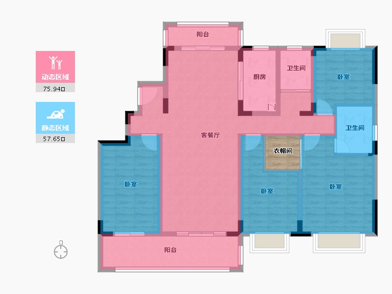 安徽省-淮南市-华城舜山名邸-122.29-户型库-动静分区