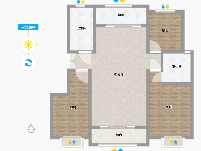 山东省-淄博市-天煜信园-110.76-户型库-采光通风