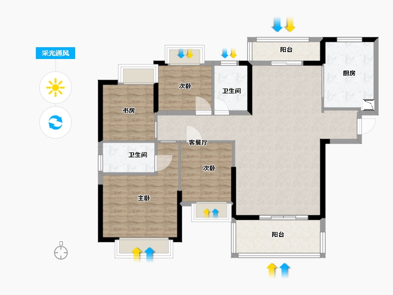 江西省-赣州市-赣州恒大悦府-113.00-户型库-采光通风