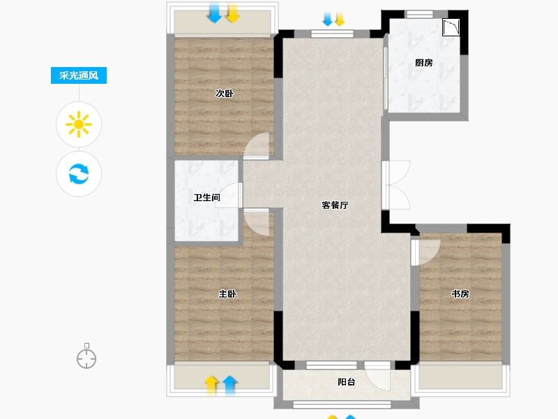 吉林省-长春市-桃花源著･江南-84.80-户型库-采光通风