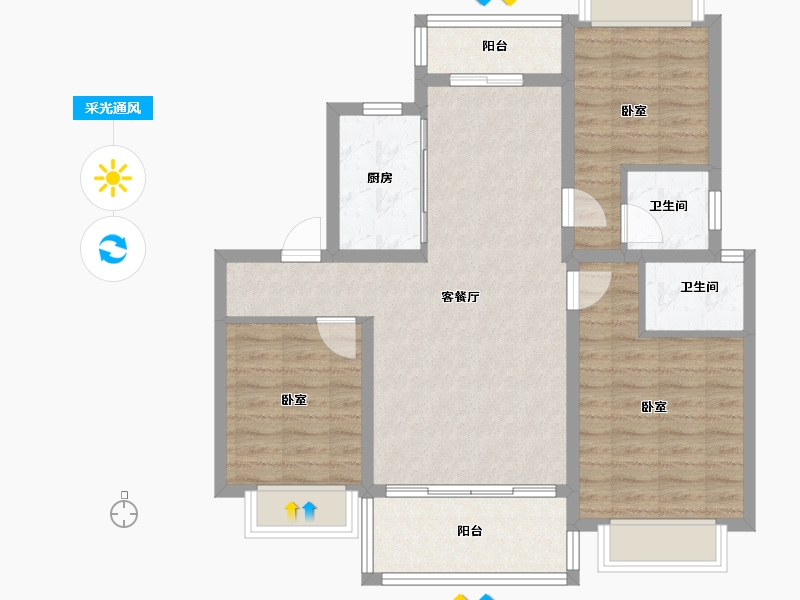 江西省-上饶市-晶科·滨江1号-85.67-户型库-采光通风