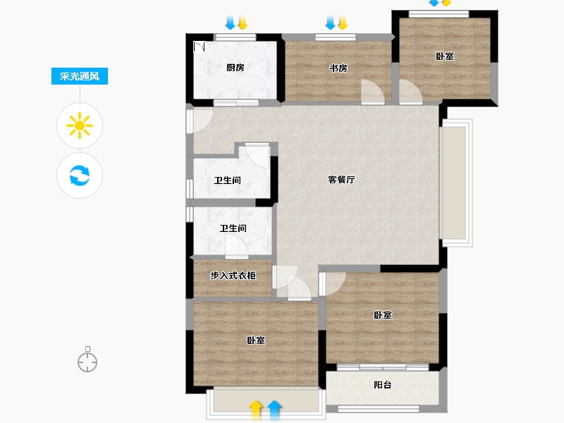 浙江省-湖州市-奥园·湖山府-94.00-户型库-采光通风