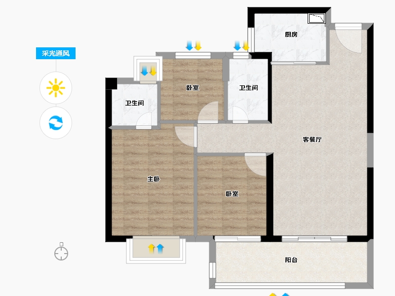 福建省-泉州市-中南漫悦湾-80.95-户型库-采光通风