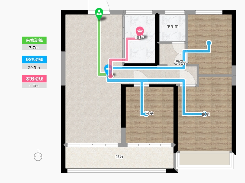 宁夏回族自治区-银川市-融创枫丹壹号-84.00-户型库-动静线