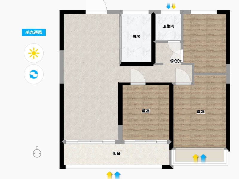 宁夏回族自治区-银川市-融创枫丹壹号-84.00-户型库-采光通风