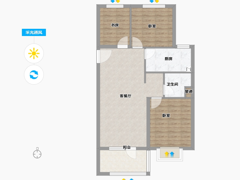 山东省-青岛市-万科未来城-71.00-户型库-采光通风