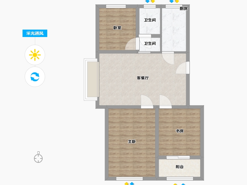 山东省-淄博市-怡海云锦-73.98-户型库-采光通风