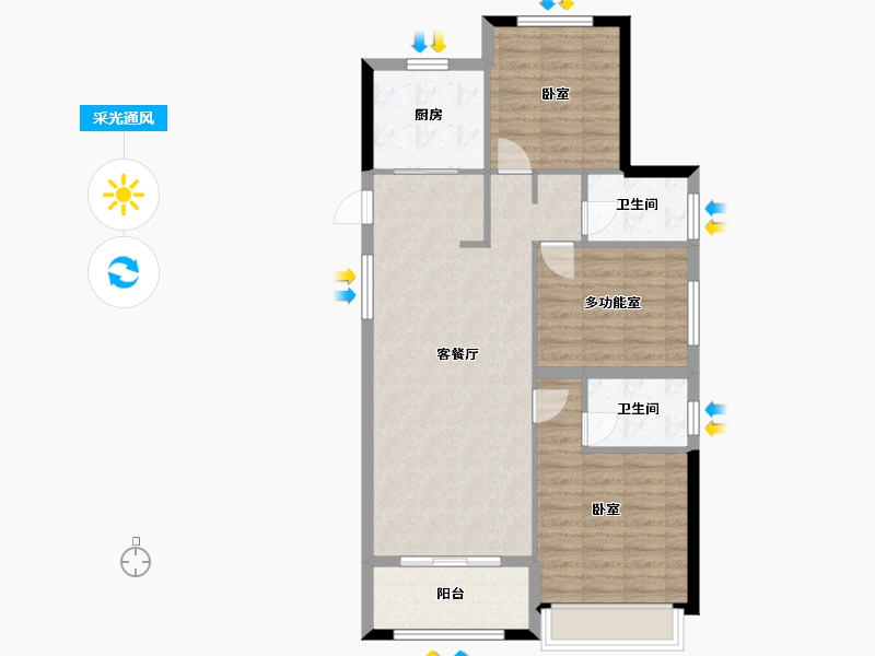 浙江省-杭州市-华夏*之心-89.02-户型库-采光通风