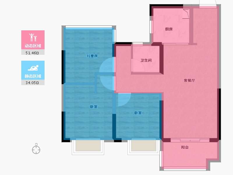 安徽省-合肥市-美的金科郡-76.00-户型库-动静分区