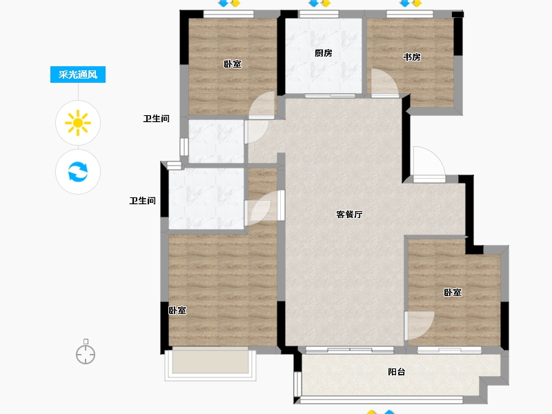 浙江省-绍兴市-融信招商兴望-93.99-户型库-采光通风