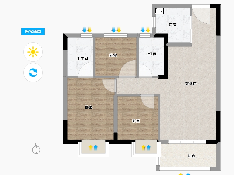 福建省-龙岩市-远洋山水-71.00-户型库-采光通风