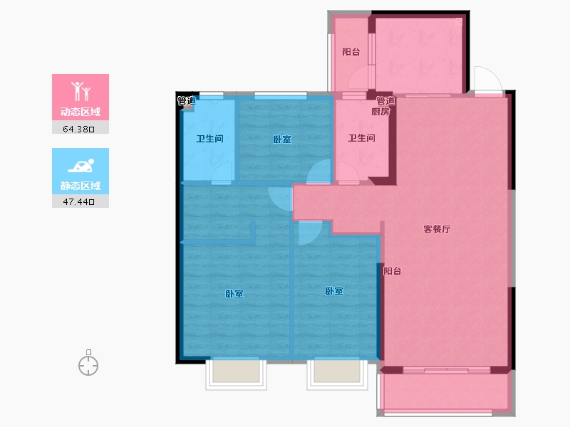 安徽省-淮南市-淮南恒大御府-101.00-户型库-动静分区