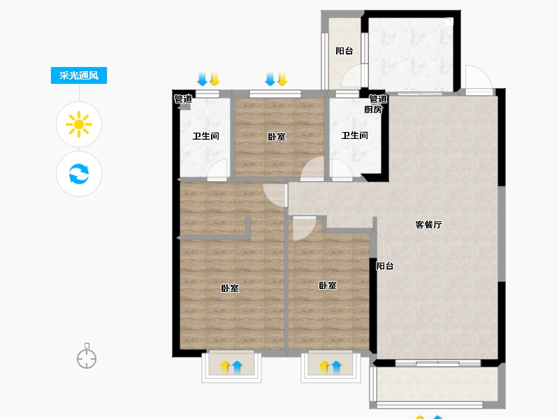 安徽省-淮南市-淮南恒大御府-101.00-户型库-采光通风