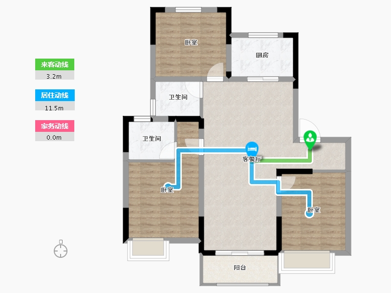 浙江省-嘉兴市-水岸名邸-89.98-户型库-动静线