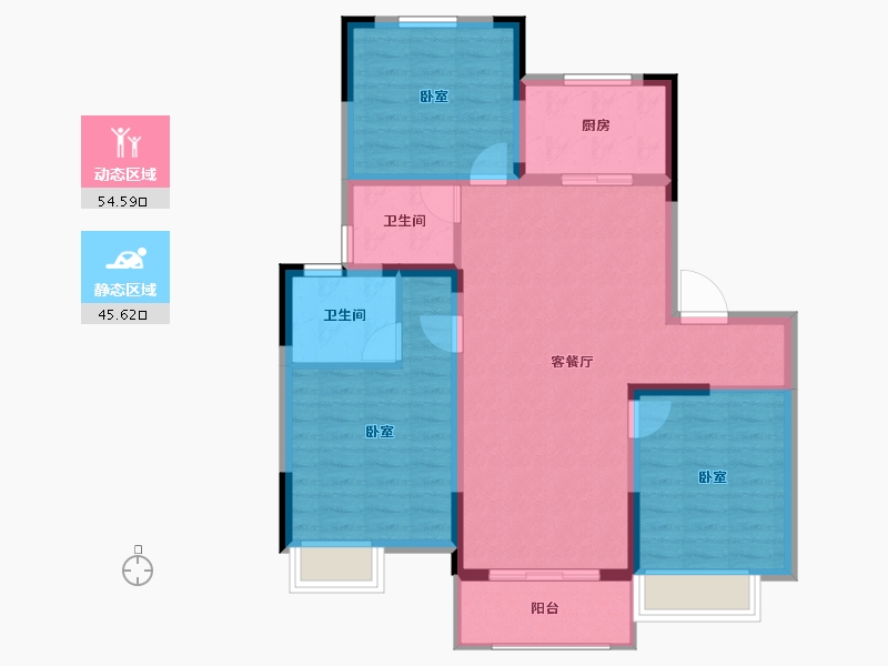 浙江省-嘉兴市-水岸名邸-89.98-户型库-动静分区