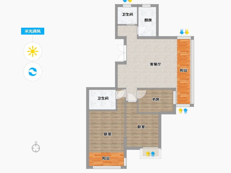 浙江省-湖州市-中泽御江山-88.00-户型库-采光通风