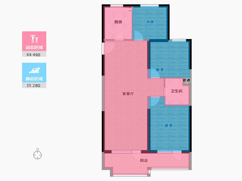 山东省-青岛市-融创青岛东方影都-90.00-户型库-动静分区