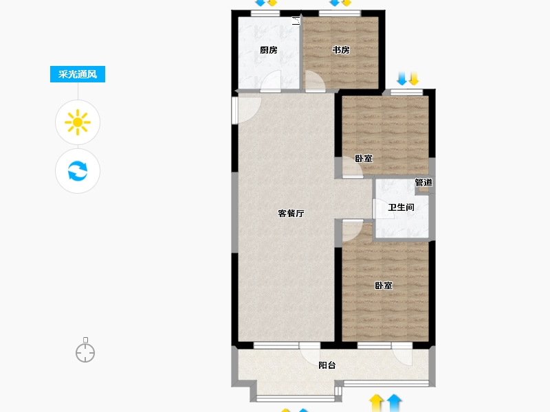 山东省-青岛市-融创青岛东方影都-90.00-户型库-采光通风