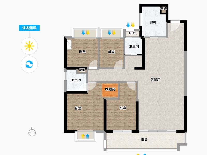 安徽省-芜湖市-塘溪源著-112.00-户型库-采光通风