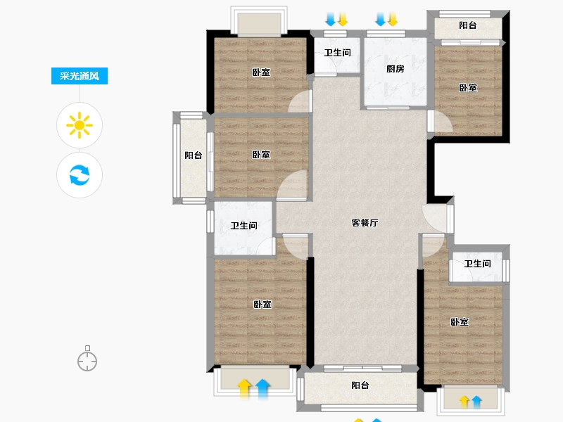 福建省-泉州市-骏昇华庭-113.30-户型库-采光通风