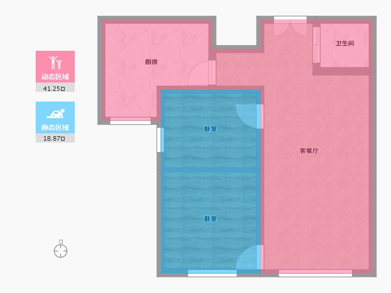 新疆维吾尔自治区-乌鲁木齐市-城市九点阳光-53.28-户型库-动静分区