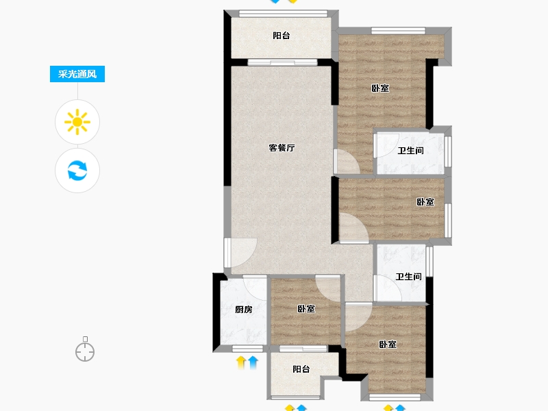 福建省-泉州市-美岭新榜园-86.00-户型库-采光通风