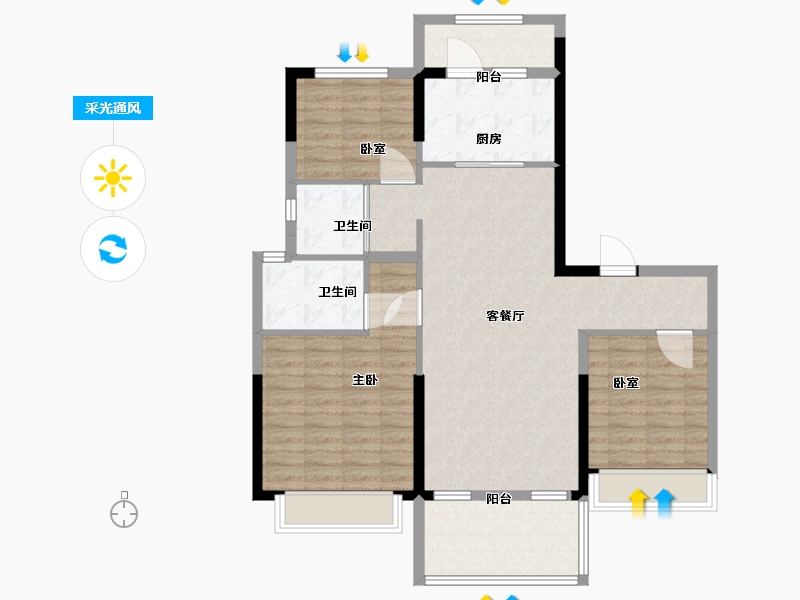 山东省-淄博市-碧桂园中房天玺-101.01-户型库-采光通风