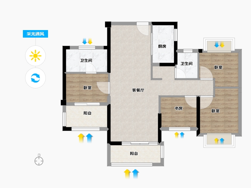 福建省-泉州市-安溪阳光城丽景湾-87.00-户型库-采光通风