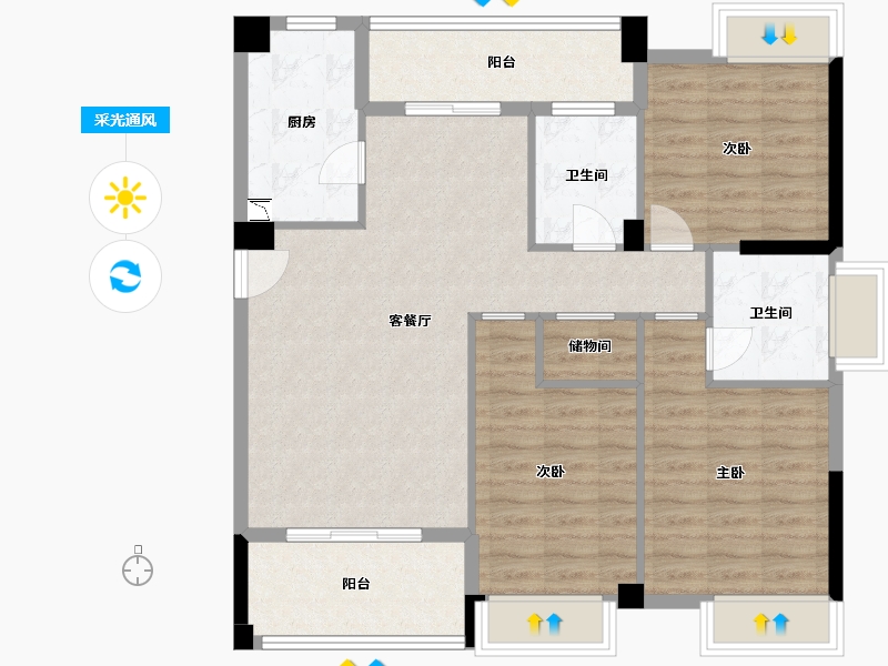 福建省-福州市-福州温泉城-98.00-户型库-采光通风