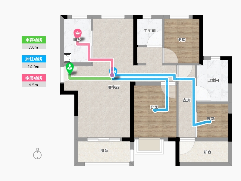 安徽省-合肥市-世茂云锦-80.01-户型库-动静线