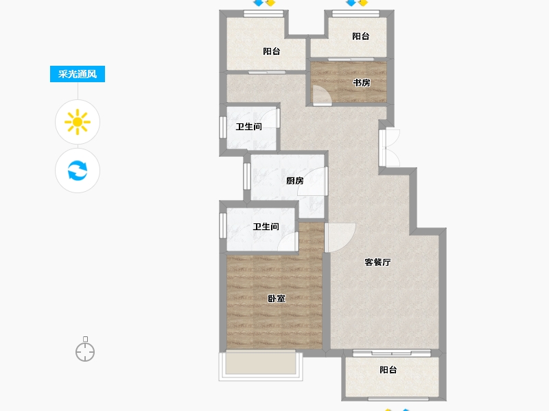 浙江省-绍兴市-艺境-71.00-户型库-采光通风