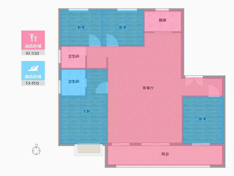 山东省-淄博市-悦府-140.83-户型库-动静分区