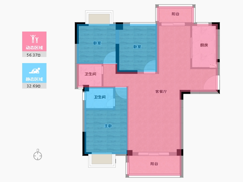 福建省-泉州市-卓辉东湖悦城-79.15-户型库-动静分区