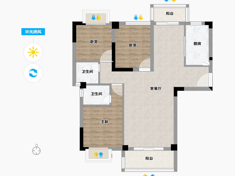 福建省-泉州市-卓辉东湖悦城-79.15-户型库-采光通风