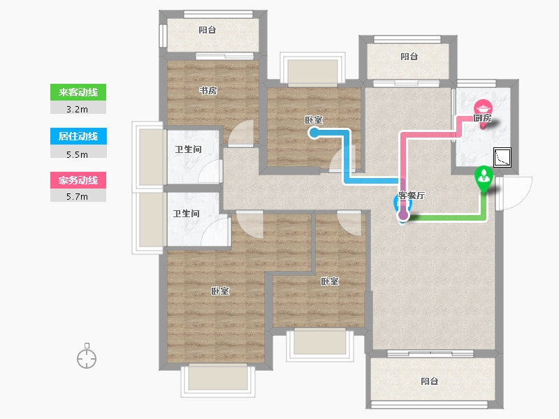 福建省-泉州市-安溪阳光城丽景湾-95.00-户型库-动静线