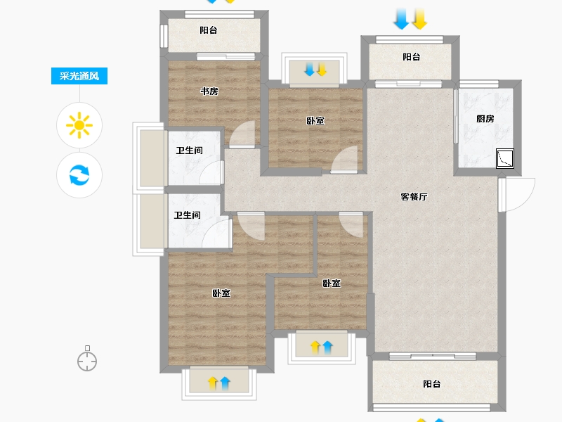 福建省-泉州市-安溪阳光城丽景湾-95.00-户型库-采光通风