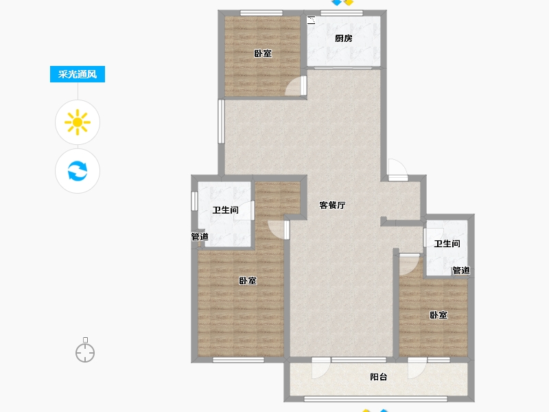 山东省-青岛市-融创青岛东方影都-125.97-户型库-采光通风