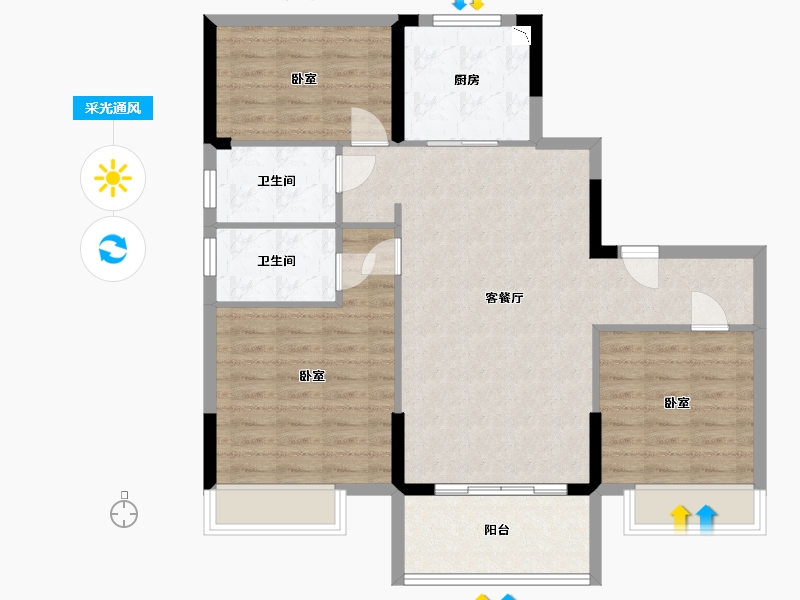 浙江省-湖州市-湖州碧桂园城市之光-92.00-户型库-采光通风