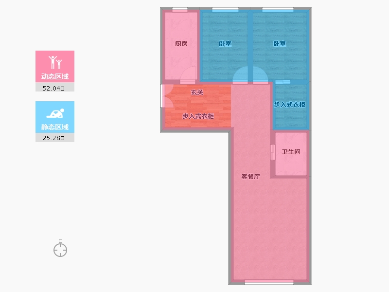 新疆维吾尔自治区-乌鲁木齐市-城市九点阳光-68.34-户型库-动静分区