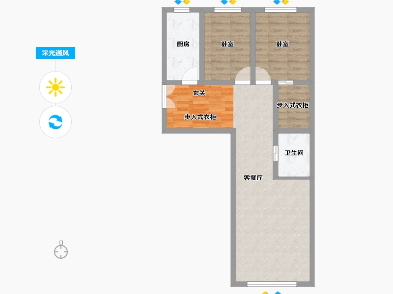 新疆维吾尔自治区-乌鲁木齐市-城市九点阳光-68.34-户型库-采光通风