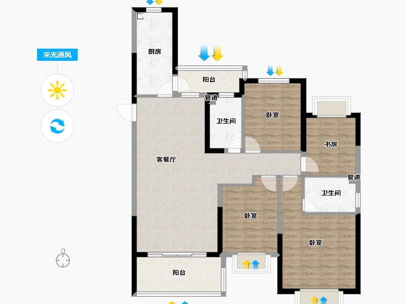 安徽省-淮南市-淮南恒大御府-114.01-户型库-采光通风