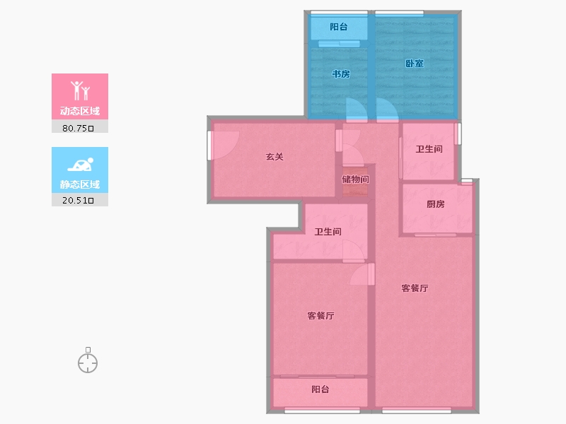 浙江省-湖州市-绿城诚园-89.80-户型库-动静分区