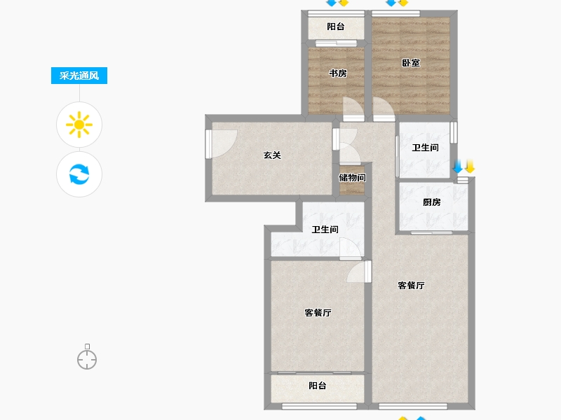 浙江省-湖州市-绿城诚园-89.80-户型库-采光通风