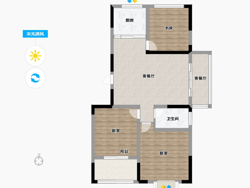 山东省-青岛市-开元城开元盛景-93.34-户型库-采光通风